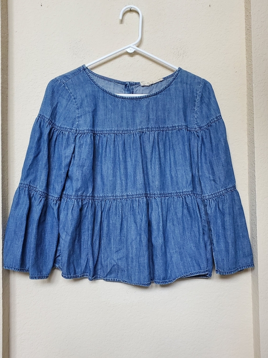 Madewell Tops - Madewell Blue Denim Tiered Peasant Boho Blouse.  Size Small